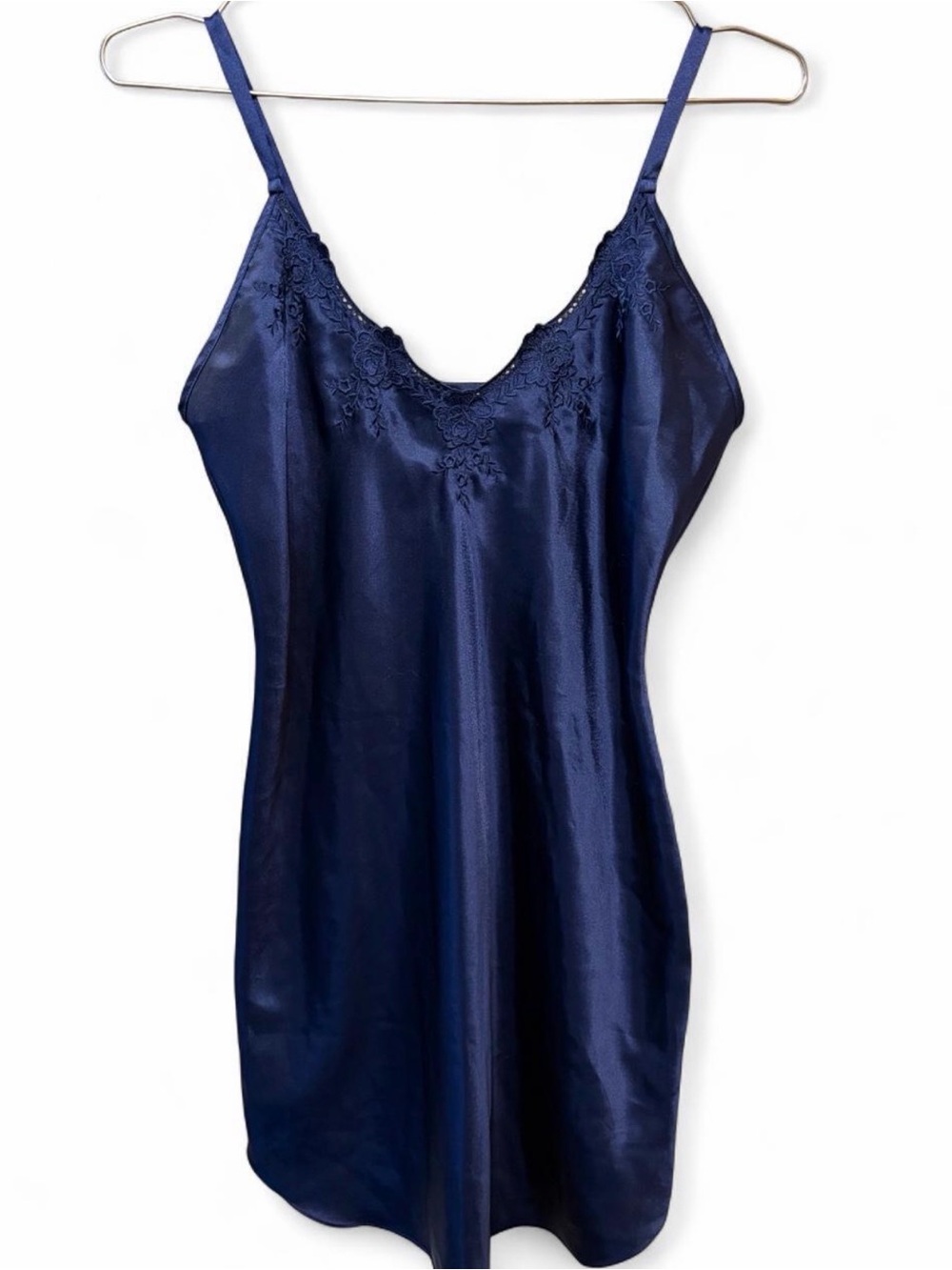 Vintage Navy Satin Slip Dress - Women's Intimates